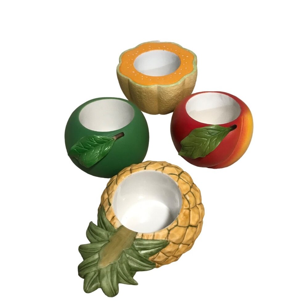 Partylite Fruit Splash Votive Candle Holder Set Of 4 - Apple Pineapple Orange &